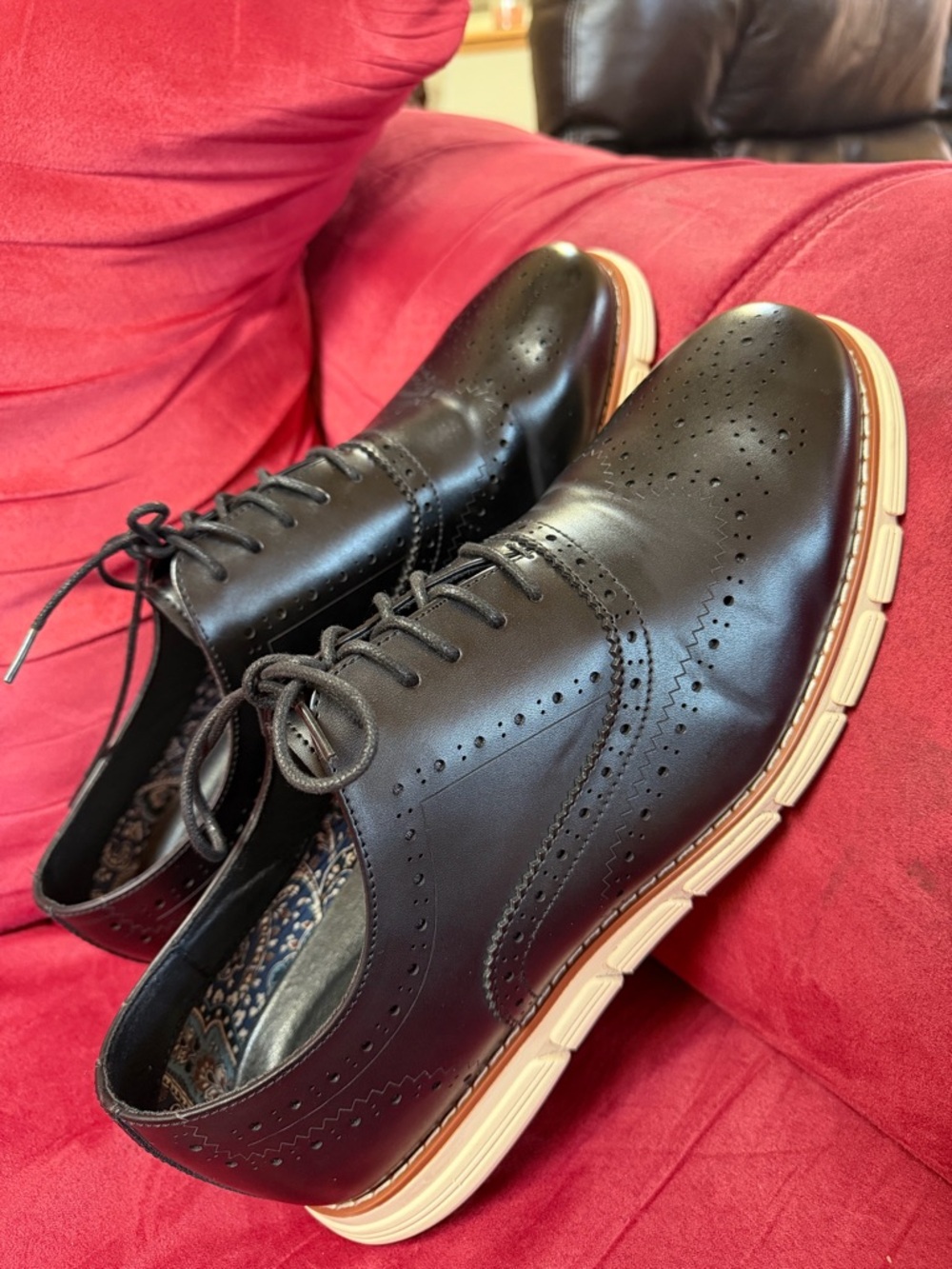 Men's Black Wingtip Derby with Cream Athletic Sole - Picture 7 of 7